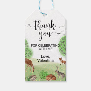 Schattige bosdieren elegant script dank u cadeaulabel