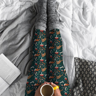 Schattige bosdieren groen kerstbos leggings