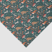 Schattige bosdieren groen kerstbos tissuepapier (Detail)