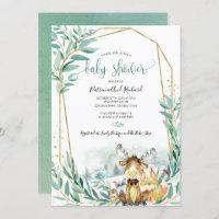 Schattige Bosdieren Groene Baby Shower