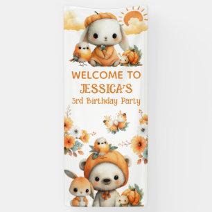 Schattige bosdieren Herfst Kinderverjaardag Welkom Spandoek