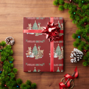 Schattige bosdieren met Kerstmis - Feestelijk Woud Cadeaupapier