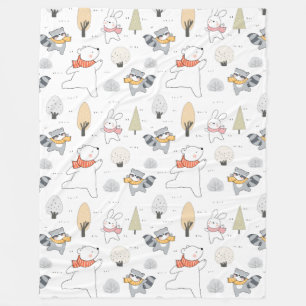 Schattige bosdieren vlooienbak fleece deken