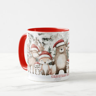 Schattige bosdieren Winter Wonderland Kerstmis Mok
