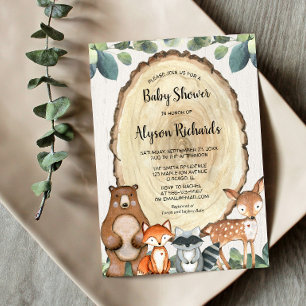 Schattige bosgebied genderneutraal groen baby show kaart