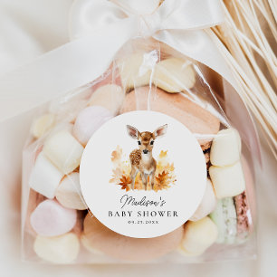 Schattige bosgebied herten Herfst Baby shower Ronde Sticker