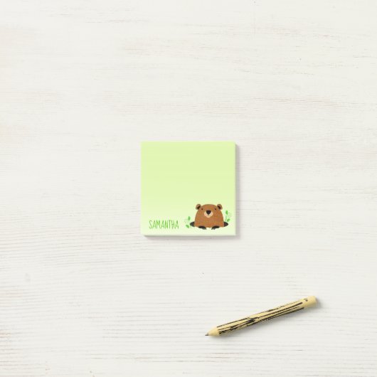 Schattige bosgrond grondhog tekening post-it® notes (Op bureau)