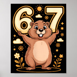 Schattige bosmarmot met 67 grappige Groundhog Day- Poster