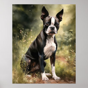 Schattige Boston Terrier Dog Art Print Poster
