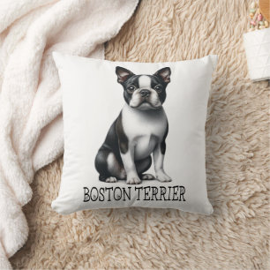 Schattige Boston Terrier Gift Zwart Wit Puppy Dog Kussen