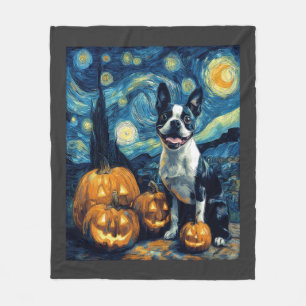 Schattige Boston Terrier Hond Halloween Jack O Lan Fleece Deken