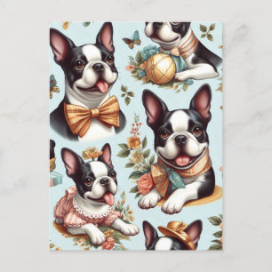 Schattige  Boston Terrier Illustratie Briefkaart