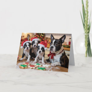 Schattige Boston Terrier Kerst Koekje Kaart