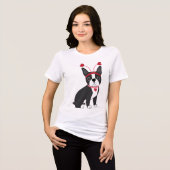 Schattige Boston Terrier-Valentijn Tri-Blend Shirt (Voorkant volledig)
