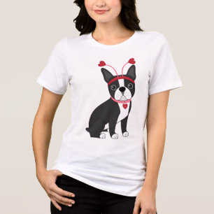 Schattige Boston Terrier-Valentijn Tri-Blend Shirt
