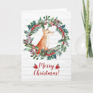 Schattige Bosvos Kerstmis Kaart