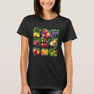 Schattige botanische tropische fruitentuin aquarel t-shirt