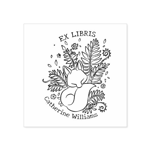 Schattige botanische vos, bibliotheek Ex Libris Rubberstempel (Afrduk)