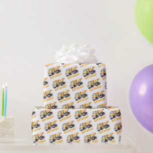 Schattige Bouw Dump Truck Gefeliciteerd Cadeaupapier