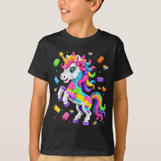 Schattige Bouwblok Eenhoorn Vrouw Meisje Kind T-shirt