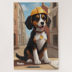 Schattige bouwvakker hond Schattigee puppy kunst Legpuzzel