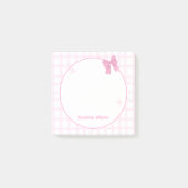 Schattige Bow Pastel Pink Gingham Post-it® Notes (Voorkant)