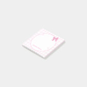 Schattige Bow Pastel Pink Gingham Post-it® Notes (Schuin)