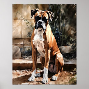 Schattige Boxer Dog Art Print Poster