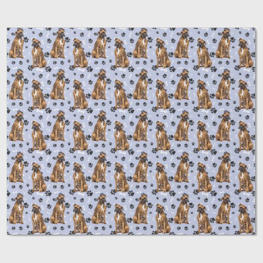 Schattige Boxer Dog Paw Print Pattern Cadeaupapier (Vlak)