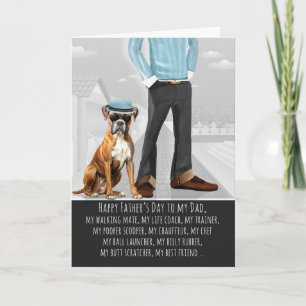 Schattige Boxer Hond en Vader Grappige Vaderdag Feestdagen Kaart