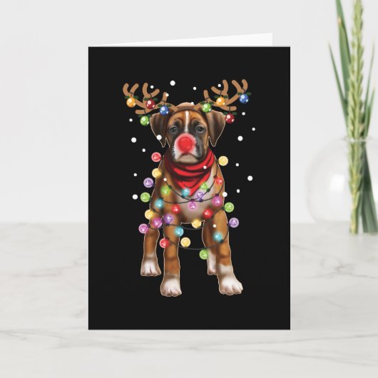 Schattige Boxer Hond Grappige Kerstcadeaus Kaart (Voorkant)