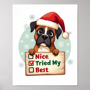 Schattige Boxer hond Honden Kerst Leuk Mijn Best G Poster
