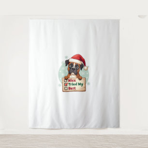 Schattige Boxer hond Honden Kerst Leuk Mijn Best G Wandkleed