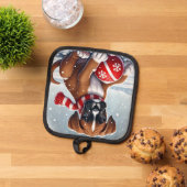 Schattige Boxer Puppy in het besneeuwde landschap Pannenlap (Top down)