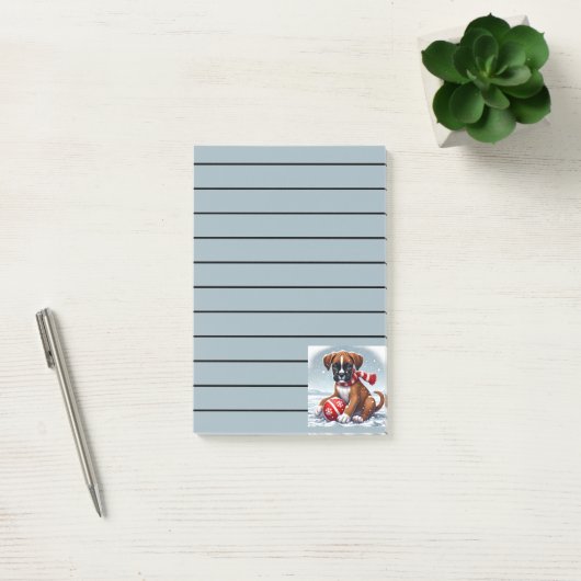 Schattige Boxer Puppy in het besneeuwde landschap Post-it® Notes (Kantoor)