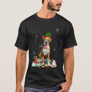 Schattige Boxerhond Elf Mut Kerstverlichting Kerst T-shirt
