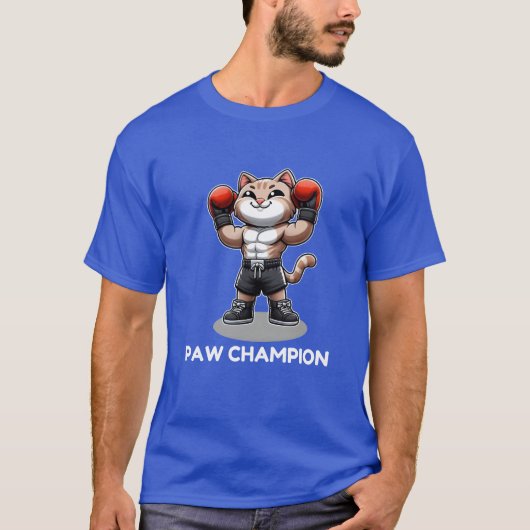 Schattige Boxing Cat Design T-shirt (Voorkant)
