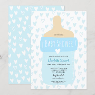 Schattige Boy Blue Hearts baby Bottle baby shower Kaart