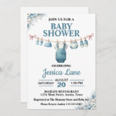 Schattige Boy Clothesline Baby shower Uitnodiging (Voorkant / Achterkant)