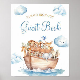 Schattige Boy Noah's Ark Baby shower gastenboek Poster