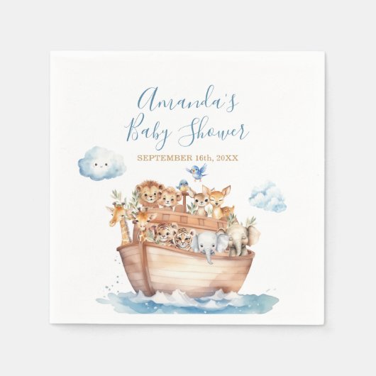 Schattige Boy Noah's Ark Cloud Baby shower Servet (Voorkant)