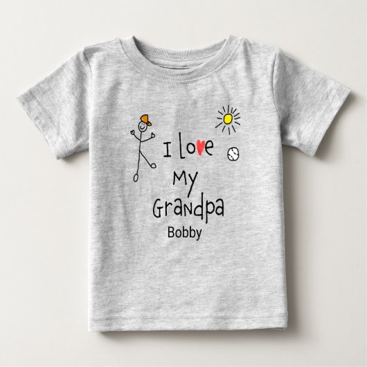 Schattige Boys Ik hou van mijn opa Baby T-shirt (Voorkant)