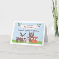 Schattige Boys Woodland Animals Verjaardag Kaart