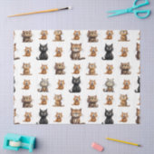 Schattige boze gekke zwarte kat, grijze kat en bru tissuepapier (Craft)