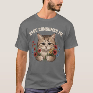Schattige Boze Kat met Bloemen Razernij Verteert M T-shirt