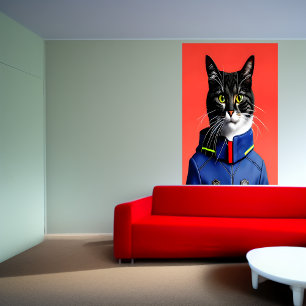 Schattige brandweerkat AI Art Poster
