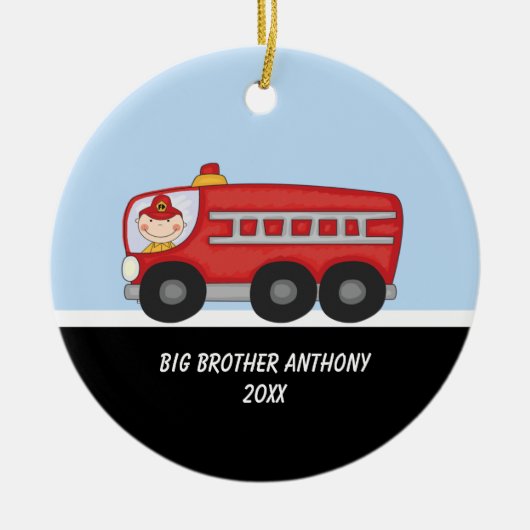 Schattige brandweerman Big Brother Ornament (Voorkant)