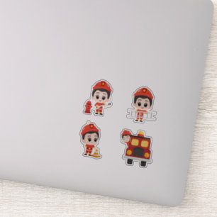 Schattige Brandweerman Sticker Set voor kinderen