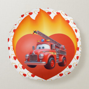Schattige brandweerwagen Valentijnsdag Rond Kussen