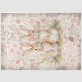 Schattige Brown Spring Cottage Bunnies Decoupage Tissuepapier